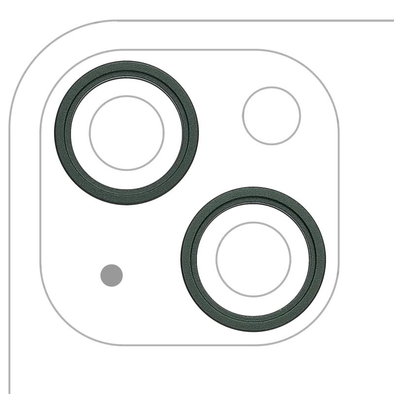 Samotný rámeček sklíčka zadní kamery pro iPhone 13 / 13 mini (sada 2 ks) (zelená)