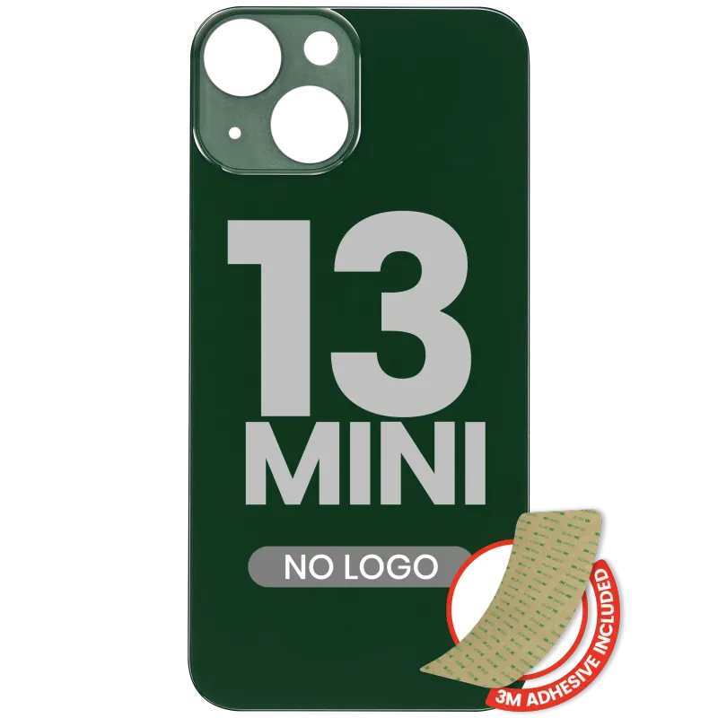 Zadní sklo s lepením 3M pro iPhone 13 mini (bez loga, velký otvor pro kameru) (zelená)