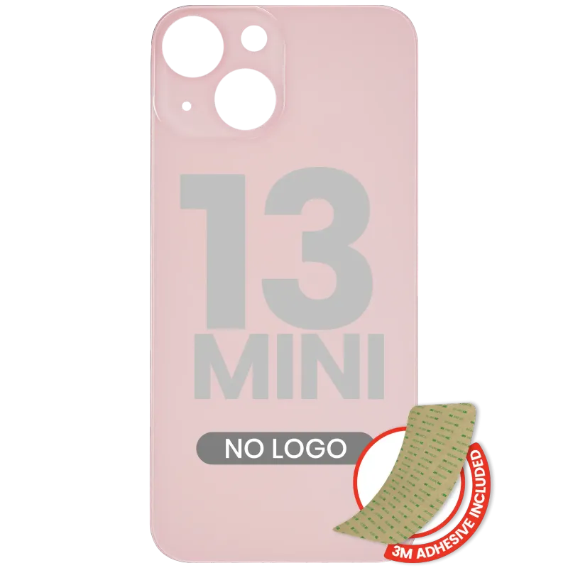 Zadní sklo s lepením 3M pro iPhone 13 mini (bez loga, velký otvor pro kameru) (růžová)