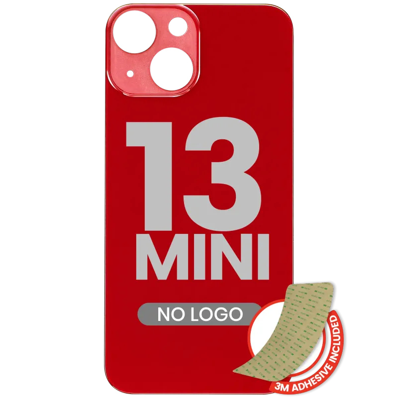 Zadní sklo s lepením 3M pro iPhone 13 mini (bez loga, velký otvor pro kameru) (červená)