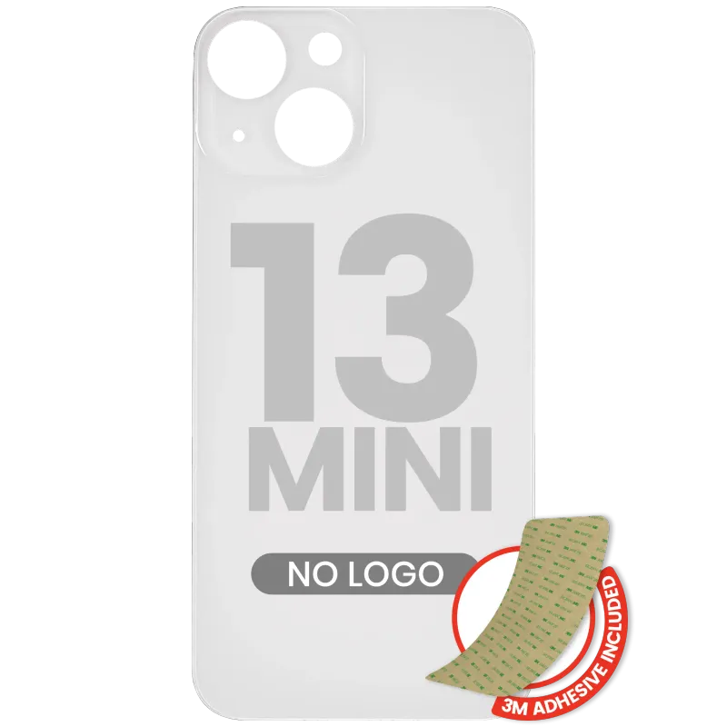 Zadní sklo s lepením 3M pro iPhone 13 mini (bez loga, velký otvor pro kameru) (hvězdně bílá)