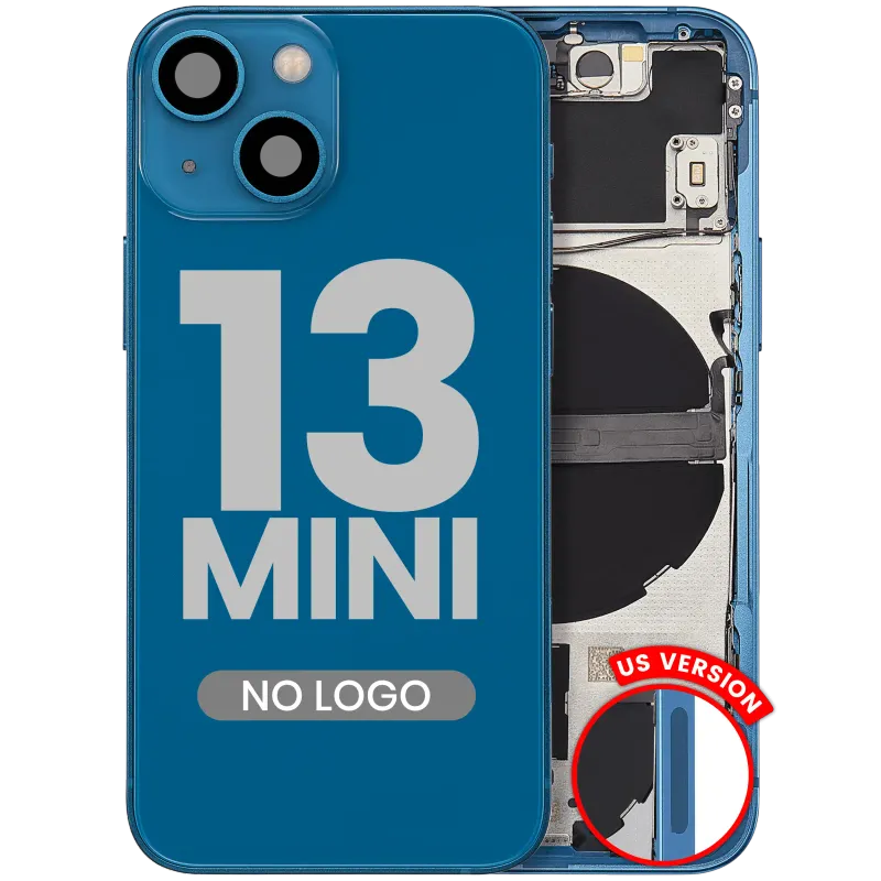 Zadní kryt (housing) s drobnými díly pro iPhone 13 mini (US verze) (Aftermarket Plus) (modrá)