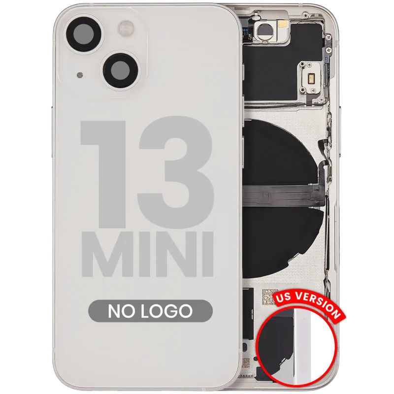Zadní kryt (housing) s drobnými díly pro iPhone 13 mini (US verze) (Aftermarket Plus) (hvězdně bílá)