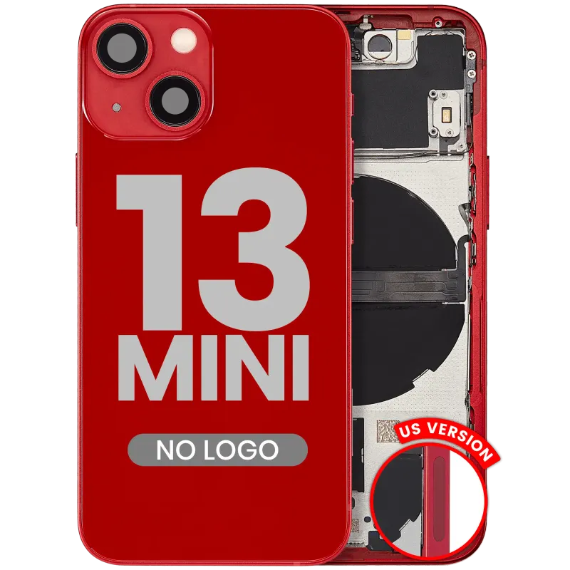 Zadní kryt (housing) s drobnými díly pro iPhone 13 mini (US verze) (Aftermarket Plus) (červená)
