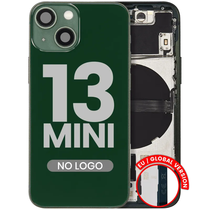 Zadní kryt (housing) s drobnými díly pro iPhone 13 mini (EU verze) (Aftermarket Plus) (zelená)