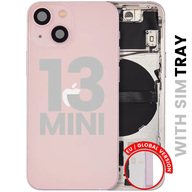 Zadní kryt (housing) s drobnými díly pro iPhone 13 mini (EU verze) (originál z vyřazeného zařízení, stav C) (růžová)