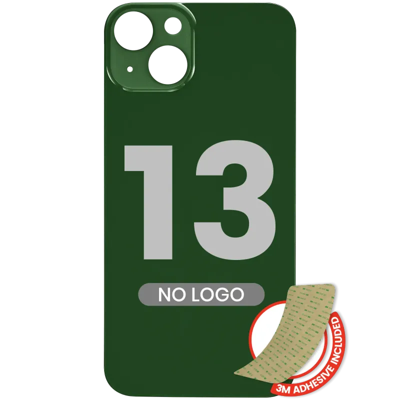 Zadní sklo s lepením 3M pro iPhone 13 (bez loga, velký otvor pro kameru) (zelená)