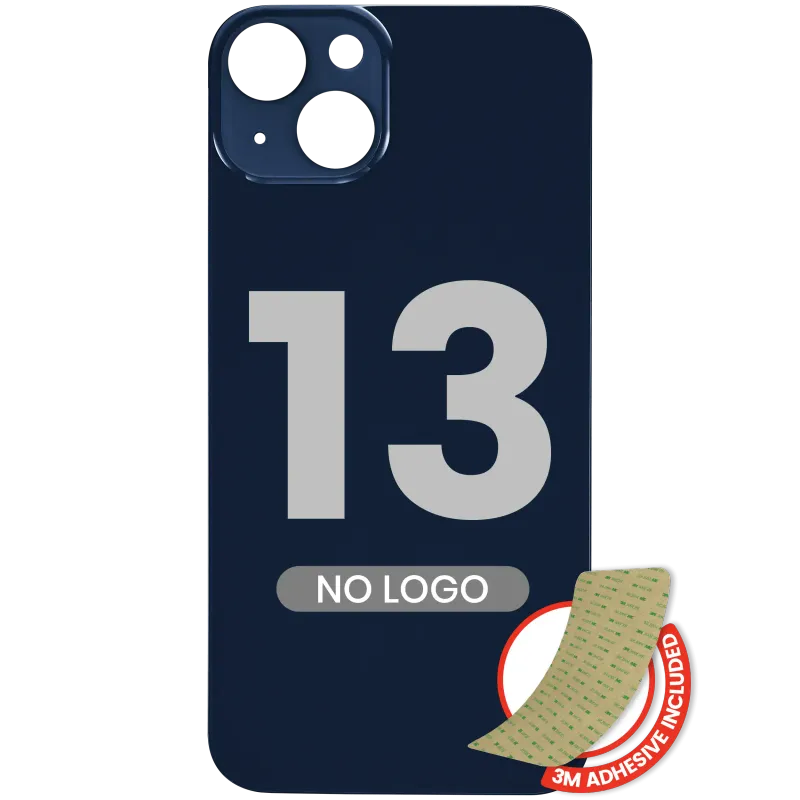 Zadní sklo s lepením 3M pro iPhone 13 (bez loga, velký otvor pro kameru) (temně inkoustová)
