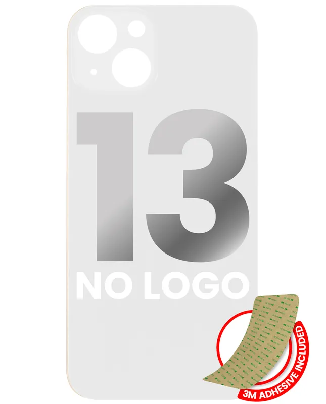 Zadní sklo s lepením 3M pro iPhone 13 (bez loga, velký otvor pro kameru) (hvězdně bílá)