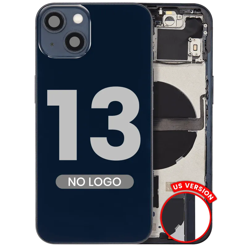 Zadní kryt (housing) s drobnými díly pro iPhone 13 (US verze) (Aftermarket Plus) (temně inkoustová)