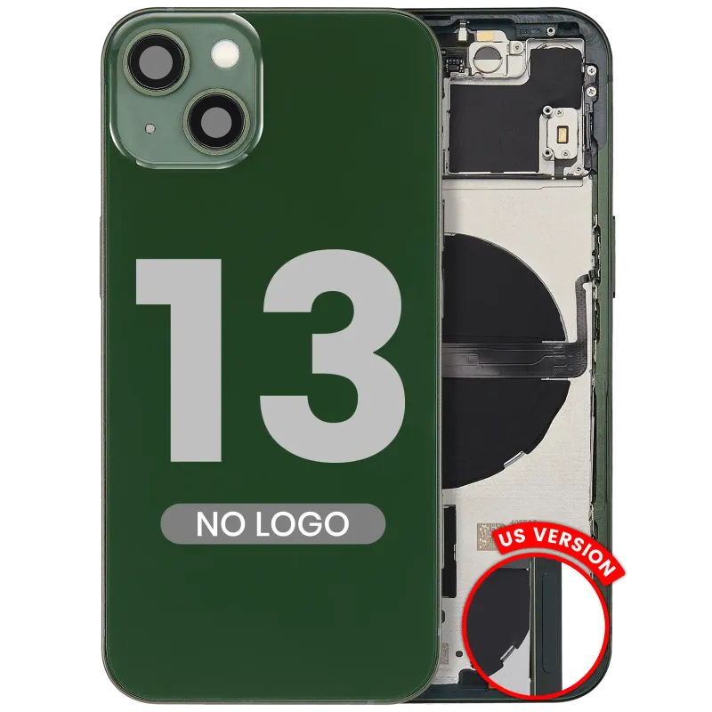 Zadní kryt (housing) s drobnými díly pro iPhone 13 (US verze) (Aftermarket Plus) (alpsky zelená)