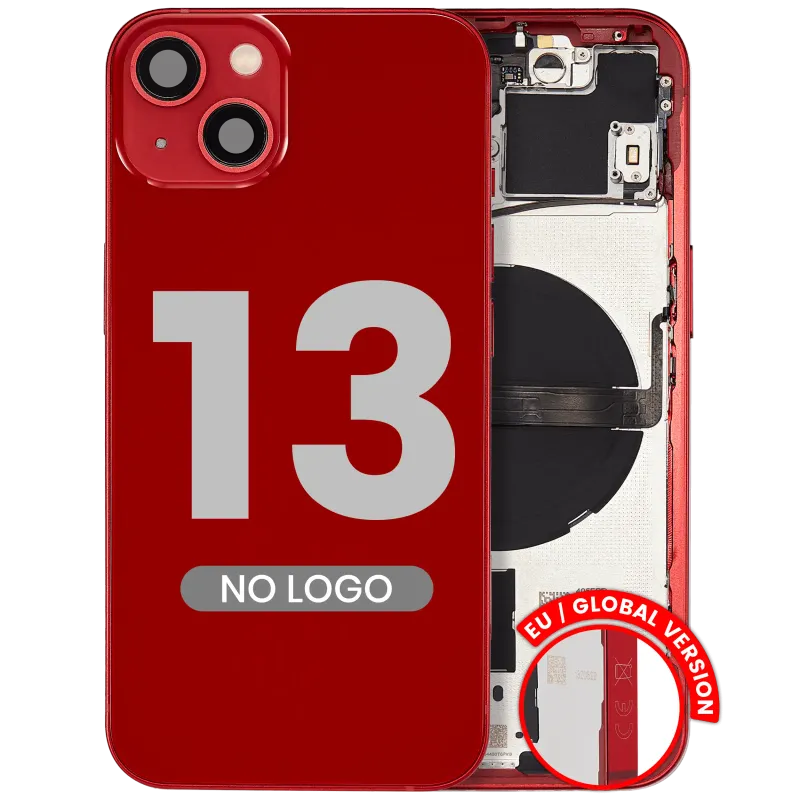 Zadní kryt (housing) s drobnými díly pro iPhone 13 (EU verze) (Aftermarket Plus) (červená)