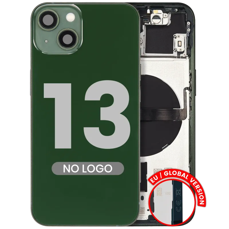 Zadní kryt (housing) s drobnými díly pro iPhone 13 (EU verze) (Aftermarket Plus) (zelená)