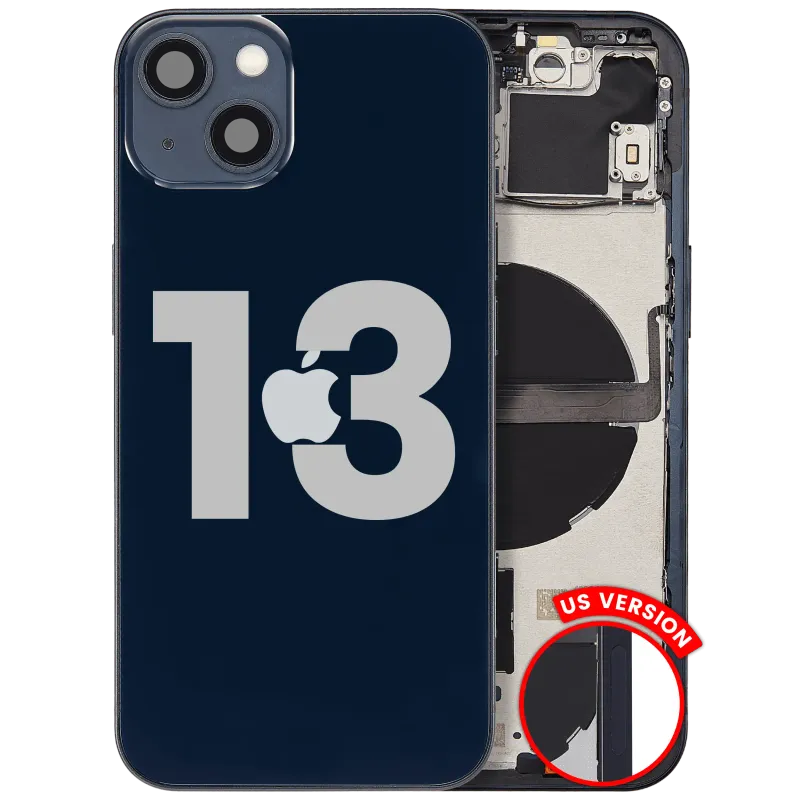 Zadní kryt (housing) s drobnými díly pro iPhone 13 (US verze) (originál z vyřazeného zařízení, stav C) (temně inkoustová)