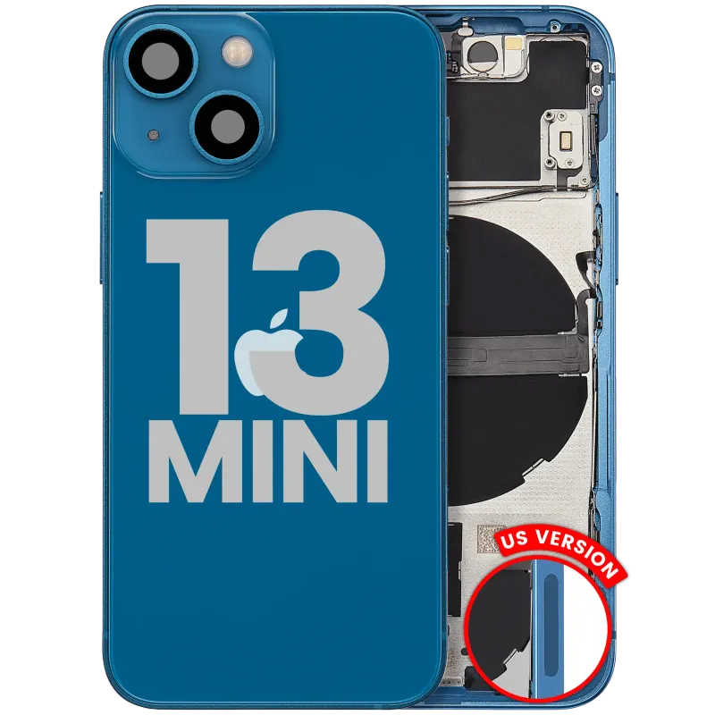 Zadní kryt (housing) s drobnými díly pro iPhone 13 mini (US verze) (originál z vyřazeného zařízení, stav B) (modrá)