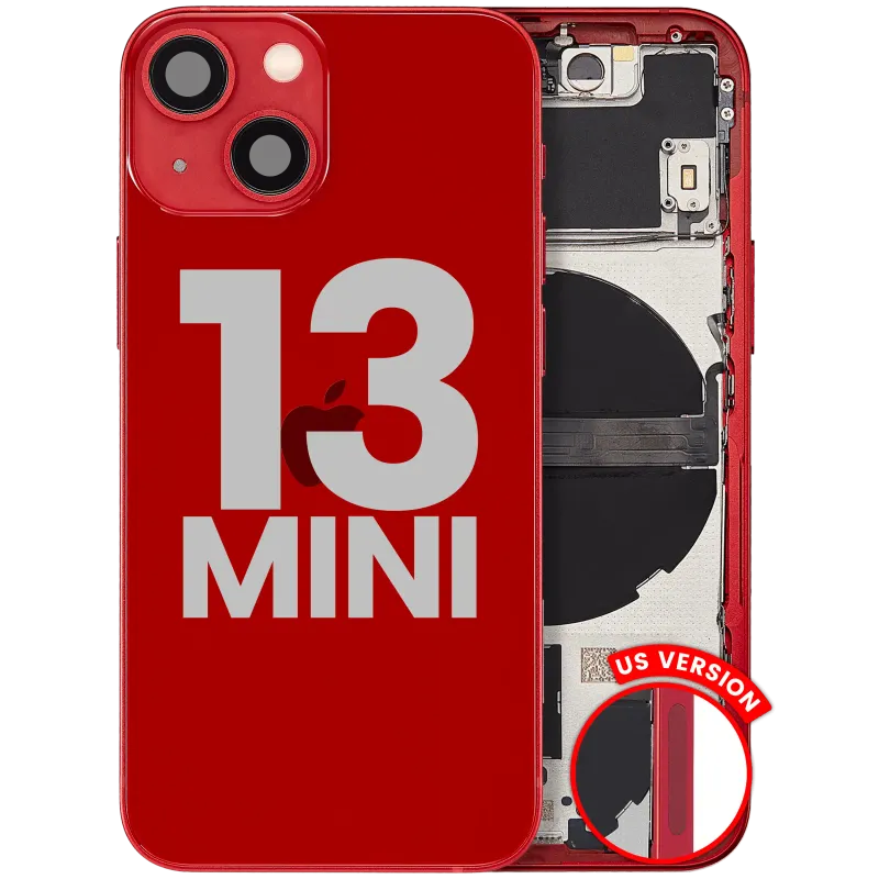 Zadní kryt (housing) s drobnými díly pro iPhone 13 mini (US verze) (originál z vyřazeného zařízení, stav B) (červená)
