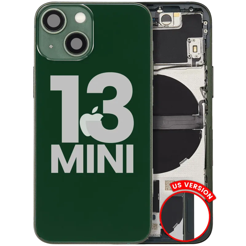 Zadní kryt (housing) s drobnými díly pro iPhone 13 mini (US verze) (originál z vyřazeného zařízení, stav C) (zelená)