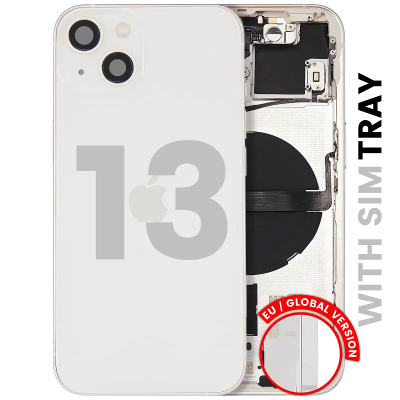 Zadní kryt (housing) s drobnými díly pro iPhone 13 (EU verze) (originál z vyřazeného zařízení, stav B) (hvězdně bílá)
