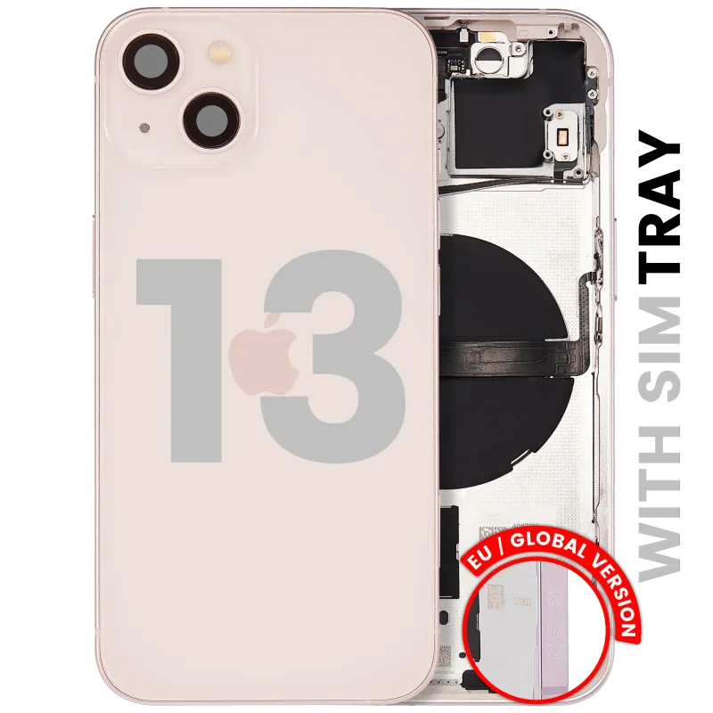Zadní kryt (housing) s drobnými díly pro iPhone 13 (EU verze) (originál z vyřazeného zařízení, stav B) (růžová)