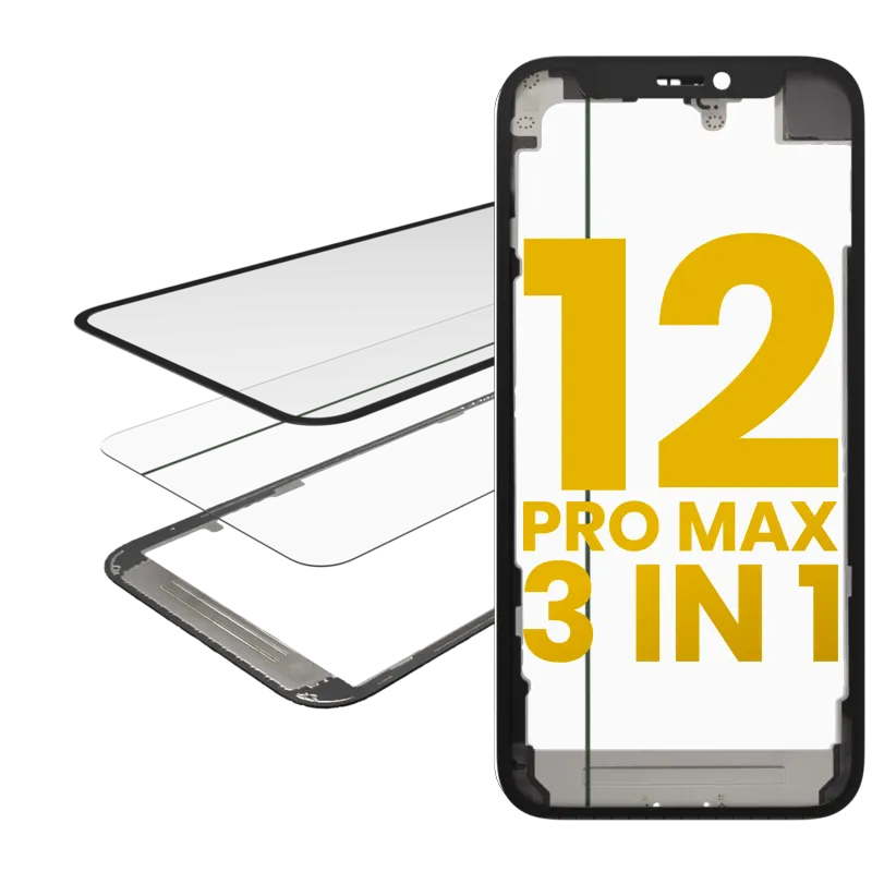 3v1 (sklo s předinstalovanou OCA + rámeček) pro iPhone 12 Pro Max (OCA Master)