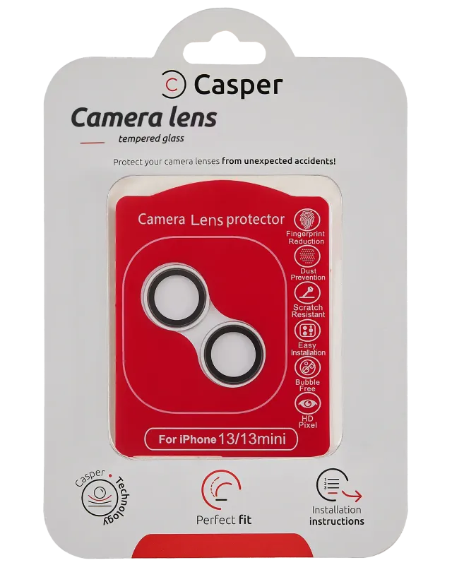 Ochrana objektivu Casper pro iPhone 13 / 13 mini (stříbrná) (průhledné)