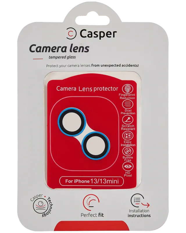 Ochrana objektivu Casper pro iPhone 13 / 13 mini (modrá) (průhledné)