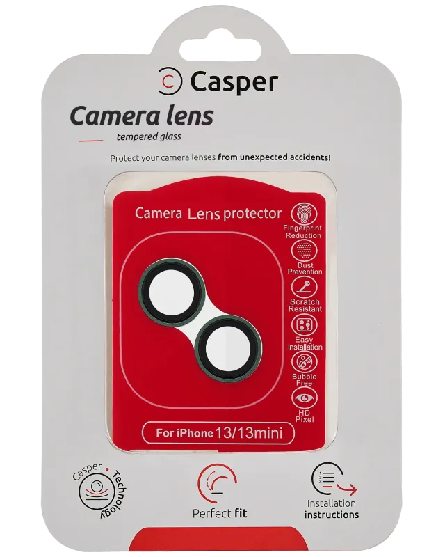 Ochrana objektivu Casper pro iPhone 13 / 13 mini (alpsky zelená) (průhledné)