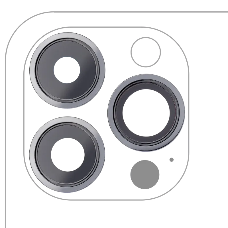 Sklíčko zadní kamery s držákem a rámečkem pro iPhone 13 Pro / 13 Pro Max (Aftermarket Plus) (grafitová)