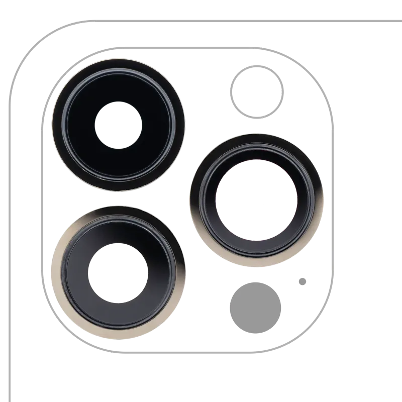 Sklíčko zadní kamery s držákem a rámečkem pro iPhone 13 Pro / 13 Pro Max (Aftermarket Plus) (zlatá)