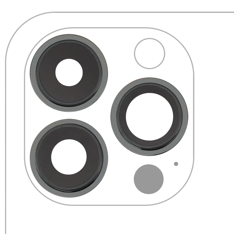 Sklíčko zadní kamery s držákem a rámečkem pro iPhone 13 Pro / 13 Pro Max (pravý safír) (Premium) (alpsky zelená)