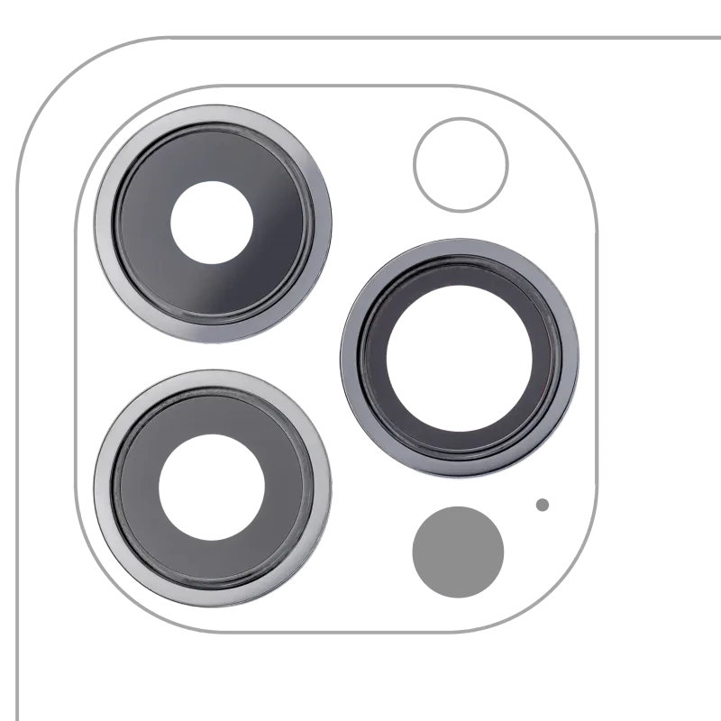 Sklíčko zadní kamery s držákem a rámečkem pro iPhone 13 Pro / 13 Pro Max (pravý safír) (Premium) (grafitová)