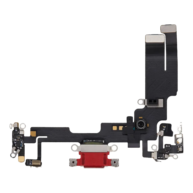 Flex kabel nabíjecího konektoru pro iPhone 14 (originál z vyřazeného zařízení) (červená)
