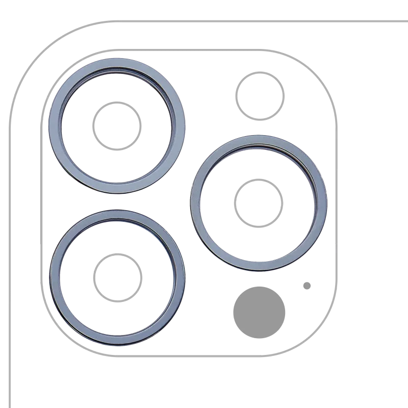 Samotný rámeček sklíčka zadní kamery pro iPhone 13 Pro / 13 Pro Max (sada 3 ks) (horsky modrá) (balení 10 ks)