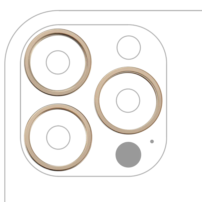 Samotný rámeček sklíčka zadní kamery pro iPhone 13 Pro / 13 Pro Max (sada 3 ks) (zlatá) (balení 10 ks)