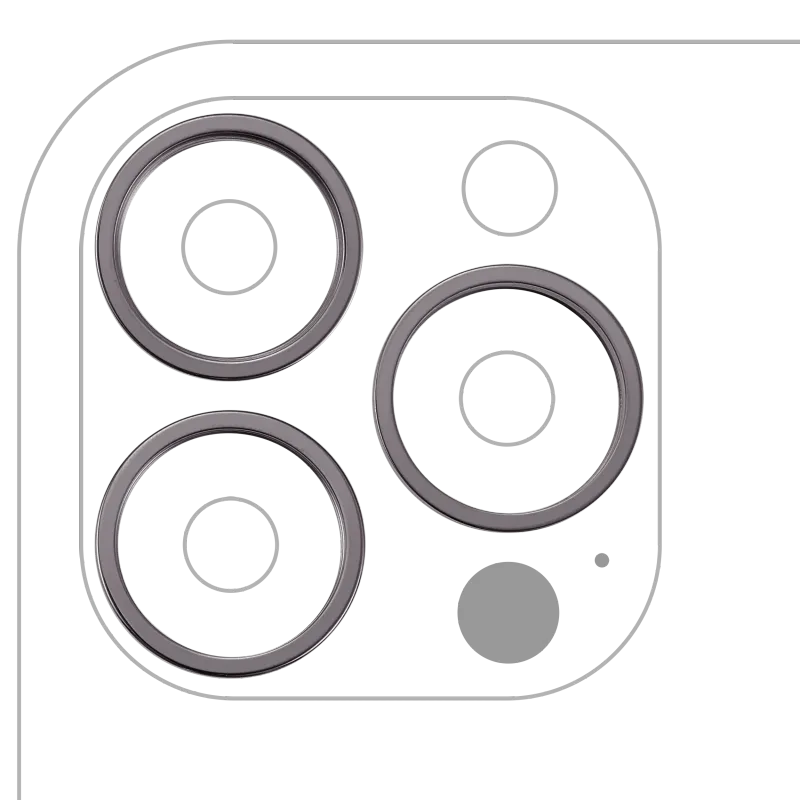Samotný rámeček sklíčka zadní kamery pro iPhone 13 Pro / 13 Pro Max (sada 3 ks) (grafitová) (balení 10 ks)