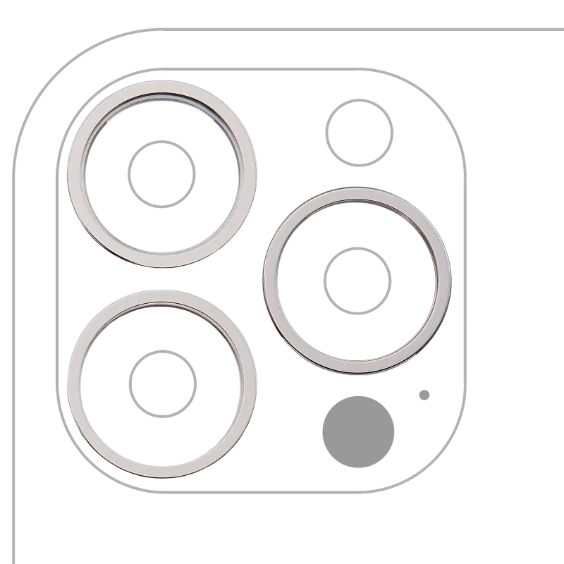 Samotný rámeček sklíčka zadní kamery pro iPhone 13 Pro / 13 Pro Max (sada 3 ks) (stříbrná) (balení 10 ks)
