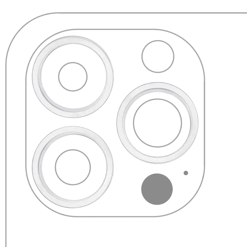 Samotný rámeček sklíčka zadní kamery pro iPhone 13 Pro / 13 Pro Max (stříbrná) (sada 3 ks)