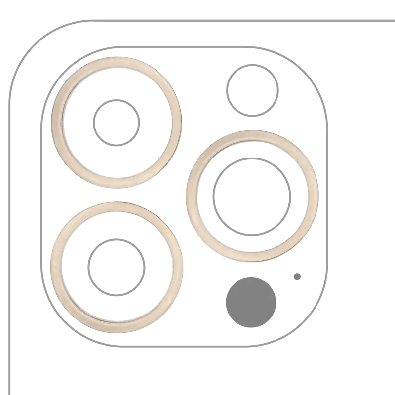 Samotný rámeček sklíčka zadní kamery pro iPhone 13 Pro / 13 Pro Max (zlatá) (sada 3 ks)