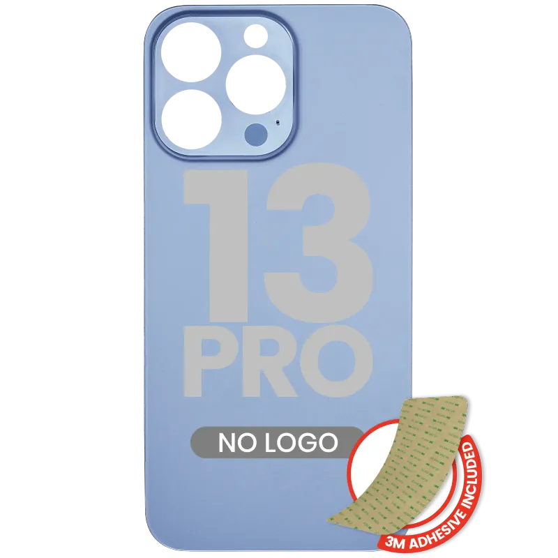 Zadní sklo s lepením 3M pro iPhone 13 Pro (bez loga, velký otvor pro kameru) (horsky modrá)