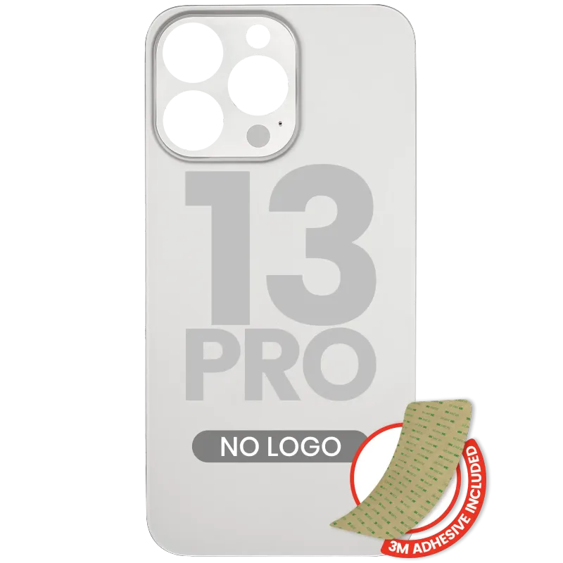 Zadní sklo s lepením 3M pro iPhone 13 Pro (bez loga, velký otvor pro kameru) (stříbrná)