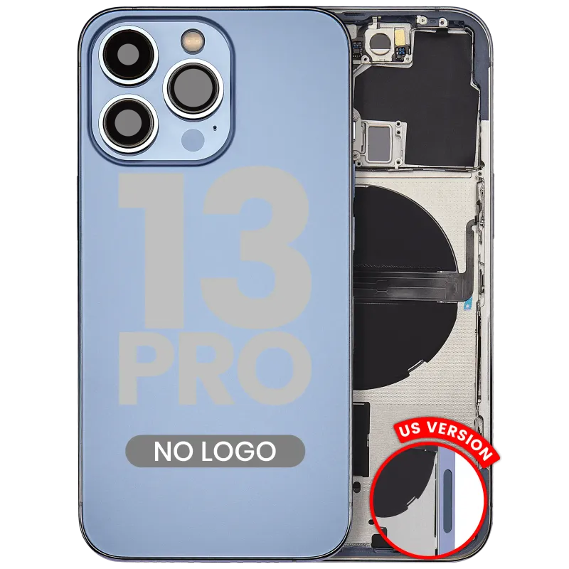 Zadní kryt (housing) s drobnými díly pro iPhone 13 Pro (US verze) (Aftermarket Plus) (horsky modrá)