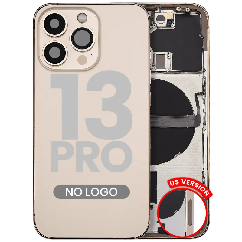 Zadní kryt (housing) s drobnými díly pro iPhone 13 Pro (US verze) (Aftermarket Plus) (zlatá)