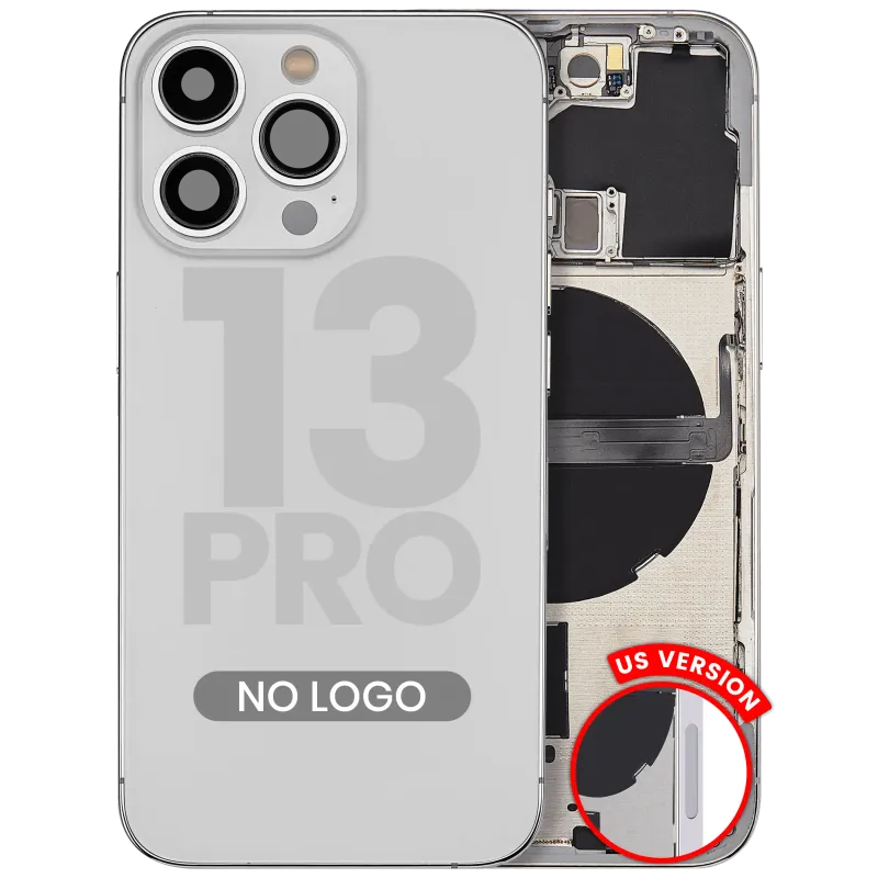 Zadní kryt (housing) s drobnými díly pro iPhone 13 Pro (US verze) (Aftermarket Plus) (stříbrná)