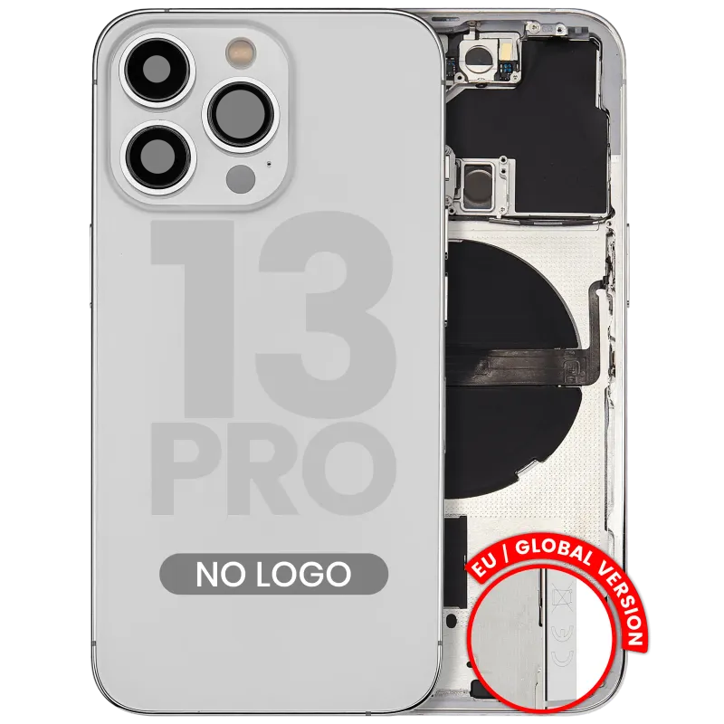 Zadní kryt (housing) s drobnými díly pro iPhone 13 Pro (EU verze) (Aftermarket Plus) (stříbrná)