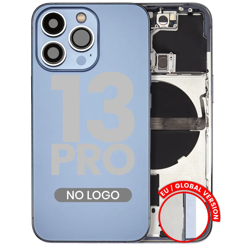 Zadní kryt (housing) s drobnými díly pro iPhone 13 Pro (EU verze) (Aftermarket Plus) (horsky modrá)