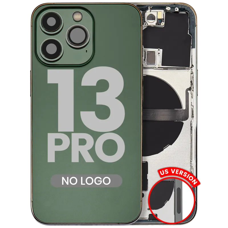 Zadní kryt (housing) s drobnými díly pro iPhone 13 Pro (US verze) (Aftermarket Plus) (alpsky zelená)