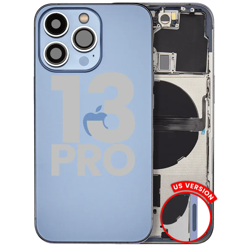Zadní kryt (housing) s drobnými díly pro iPhone 13 Pro (US verze) (originál z vyřazeného zařízení, stav B) (horsky modrá)