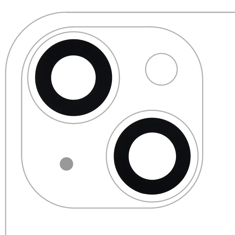 Sklíčko zadní kamery (jen sklo) s lepením pro iPhone 14 / 14 Plus (sada 2 ks) (Aftermarket Plus) (balení 10 ks)