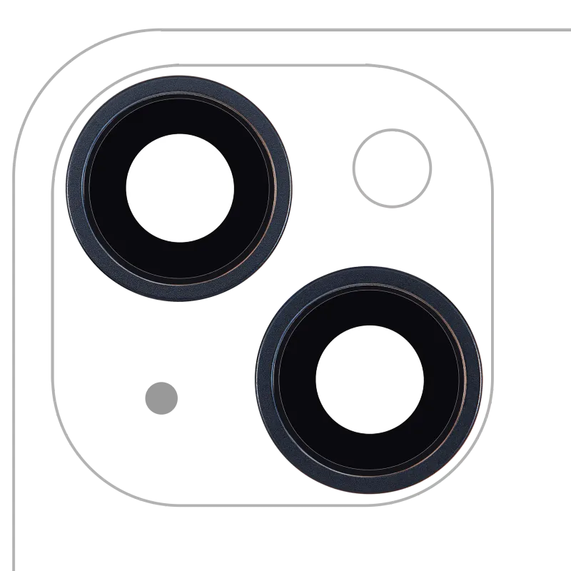 Sklíčko zadní kamery s držákem a rámečkem pro iPhone 14 / 14 Plus (sada 2 ks) (Aftermarket Plus) (temně inkoustová)
