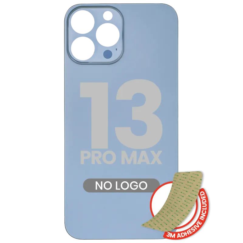 Zadní sklo s lepením 3M pro iPhone 13 Pro Max (bez loga, velký otvor pro kameru) (horsky modrá)